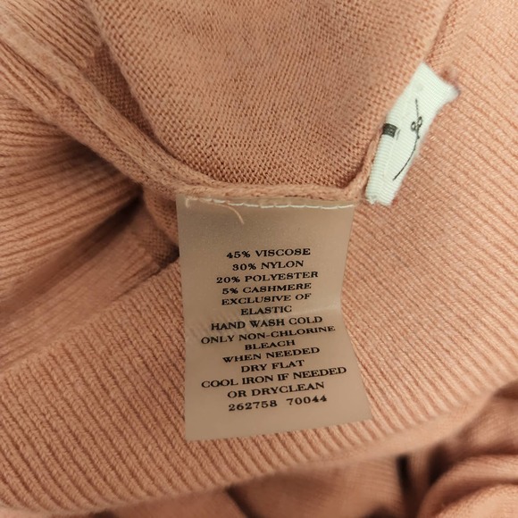 Ann Taylor Pink Cowlneck Knit Sweater 3/4 Sleeve Cashmere Blend Women's Size M - Picture 7 of 7